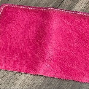 Vibrant Pink Hair on Hide credit card holder